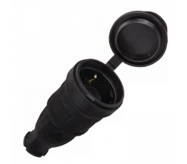 Розетка каучук одинарная переносная с защитной крышкой 230В 2Р+РЕ 16А IP44